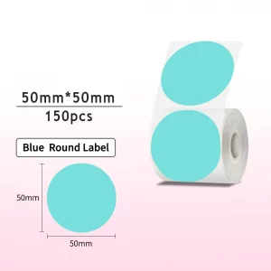 Rouleau d’étiquettes thermiques colorées transparentes pour étiqueteuse – M110, M200, E210, P50, P1 - 50mm Cyan
