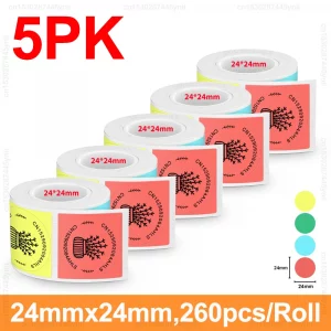 Étiquettes auto-adhésives 20–50mm pour étiqueteuse E210, P50, M110, M200, M220 – pack de 5/10 - 5PK Color Round