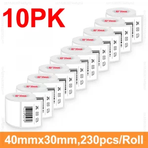 Étiquettes auto-adhésives 20–50mm pour étiqueteuse E210, P50, M110, M200, M220 – pack de 5/10 - 10PK White 40-30mm
