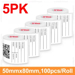 Étiquettes auto-adhésives 20–50mm pour étiqueteuse E210, P50, M110, M200, M220 – pack de 5/10 - 5PK White 50-80mm