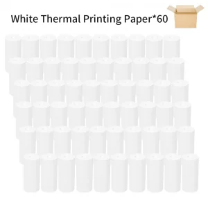 Papier thermique couleur 57mm pour étiqueteuse – autocollant photo - 60pcs White Thermal