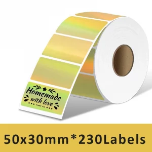Rouleau d’étiquettes thermiques colorées transparentes pour étiqueteuse – M110, M200, E210, P50, P1 - Laser Gold