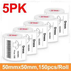 Étiquettes auto-adhésives 20–50mm pour étiqueteuse E210, P50, M110, M200, M220 – pack de 5/10 - 5PK White 50-50mm