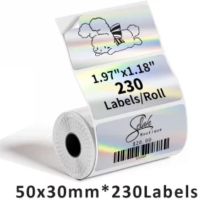 Rouleau d’étiquettes thermiques colorées transparentes pour étiqueteuse – M110, M200, E210, P50, P1 - Laser Silver