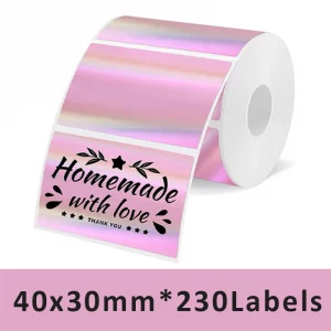 Rouleau d’étiquettes thermiques colorées transparentes pour étiqueteuse – M110, M200, E210, P50, P1 - Pink Laser