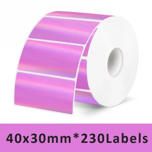 Rouleau d’étiquettes thermiques colorées transparentes pour étiqueteuse – M110, M200, E210, P50, P1 - Purple Laser
