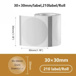 Rouleau d’étiquettes thermiques colorées transparentes pour étiqueteuse – M110, M200, E210, P50, P1 - 30mm Transparent