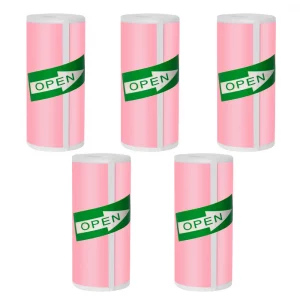 Papier thermique couleur 57mm pour étiqueteuse – autocollant photo - 5pcs Pink adhesive