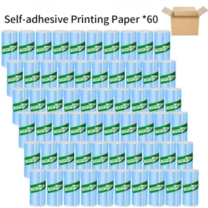 Papier thermique couleur 57mm pour étiqueteuse – autocollant photo - 60pcs Blue adhesive