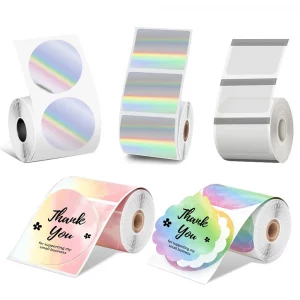 Rouleau d’étiquettes thermiques colorées transparentes pour étiqueteuse – M110, M200, E210, P50, P1