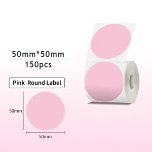 Rouleau d’étiquettes thermiques colorées transparentes pour étiqueteuse – M110, M200, E210, P50, P1 - 50mm Pink