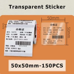 Rouleau d’étiquettes thermiques colorées transparentes pour étiqueteuse – M110, M200, E210, P50, P1 - 50mm Transparent-200002984