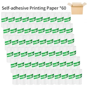 Papier thermique couleur 57mm pour étiqueteuse – autocollant photo - 60pcs White adhesive