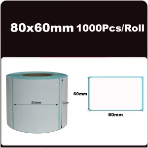 Étiquettes thermiques pour étiqueteuse – blanches, 20 à 50 pcs, code-barres & expédition - 1Roll-80x60mm