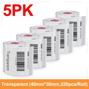 Étiquettes auto-adhésives 20–50mm pour étiqueteuse E210, P50, M110, M200, M220 – pack de 5/10 - 5PK Transparent