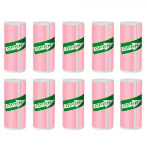 Papier thermique couleur 57mm pour étiqueteuse – autocollant photo - 10pcs Pink adhesive