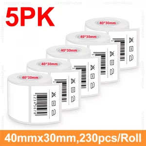 Étiquettes auto-adhésives 20–50mm pour étiqueteuse E210, P50, M110, M200, M220 – pack de 5/10 - 5PK White 40-30mm