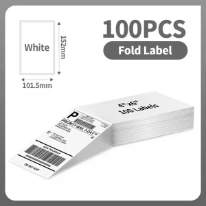 Étiquettes d’expédition Phomemo A6 4x6'' – compatibles 241BT, 246S, D520, DYMO 4XL, Zebra, Munbyn - 100-White Fold