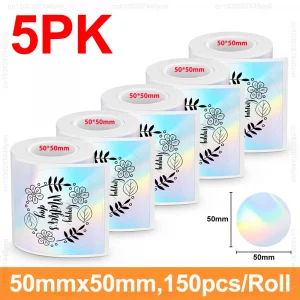 Étiquettes auto-adhésives 20–50mm pour étiqueteuse E210, P50, M110, M200, M220 – pack de 5/10 - 5PK Laser Round