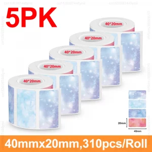 Étiquettes auto-adhésives 20–50mm pour étiqueteuse E210, P50, M110, M200, M220 – pack de 5/10 - 5PK Starry Sky