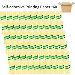 Papier thermique couleur 57mm pour étiqueteuse – autocollant photo - 60pcs Yellow adhesi