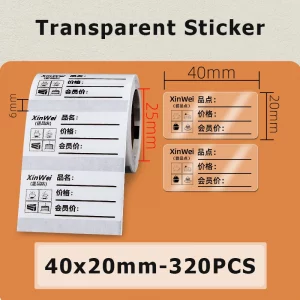 Rouleau d’étiquettes thermiques colorées transparentes pour étiqueteuse – M110, M200, E210, P50, P1 - 40mm Transparent-100017829