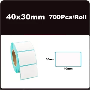 Étiquettes thermiques pour étiqueteuse – blanches, 20 à 50 pcs, code-barres & expédition - 1Roll-40x30mm