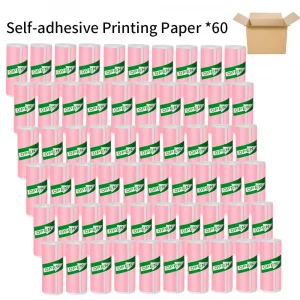 Papier thermique couleur 57mm pour étiqueteuse – autocollant photo - 60pcs Pink adhesive