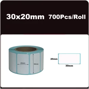 Étiquettes thermiques pour étiqueteuse – blanches, 20 à 50 pcs, code-barres & expédition - 1Roll-30x20mm